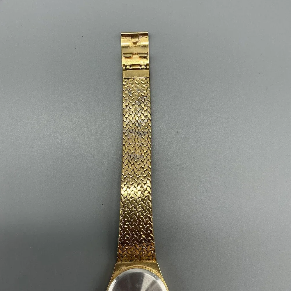 Vtg Gruen Precision Womens Watch 23mm Gold Tone Textured Bracelet New Battery